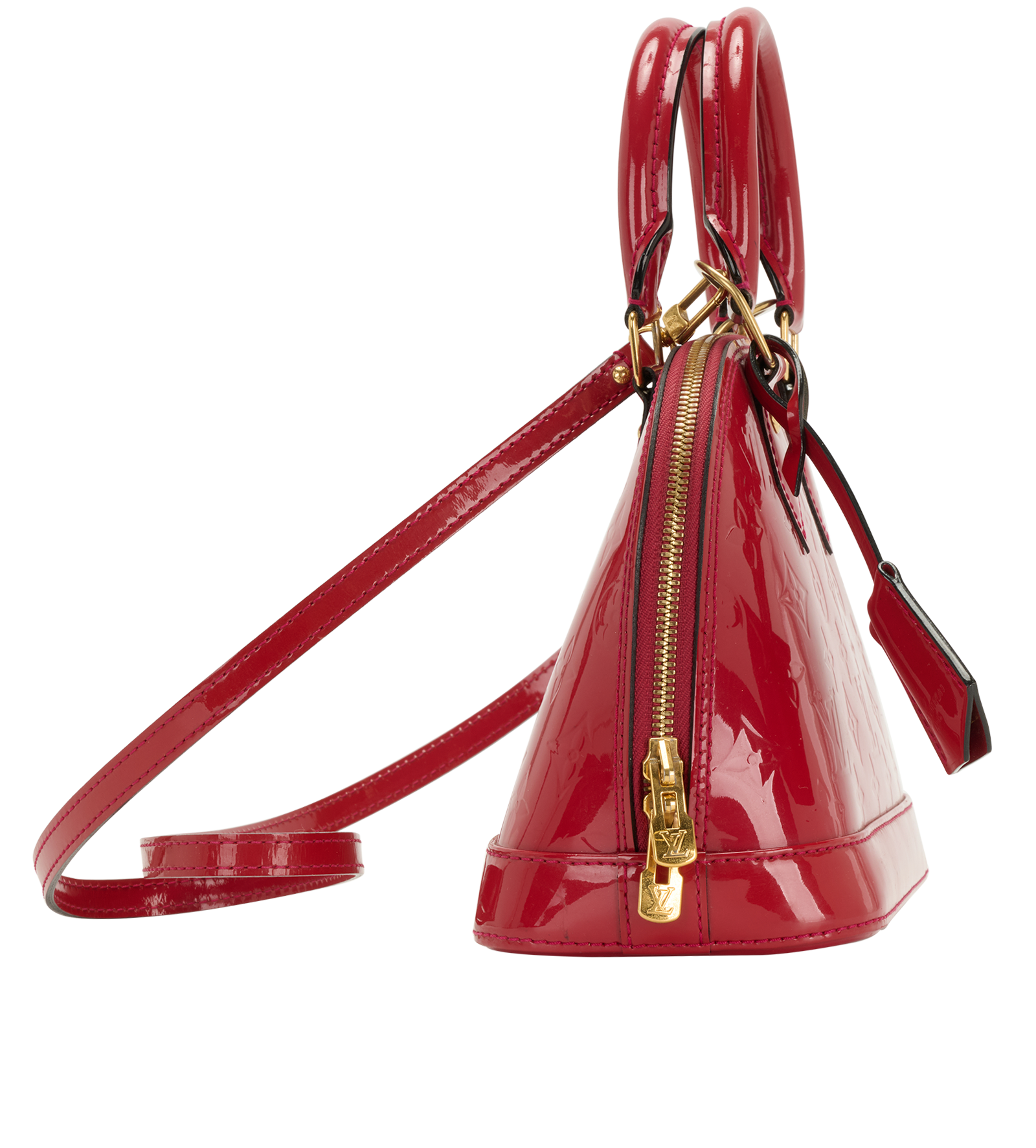 Alma BB, &pound;850, Handbags, Red, Patent Leather, Side view